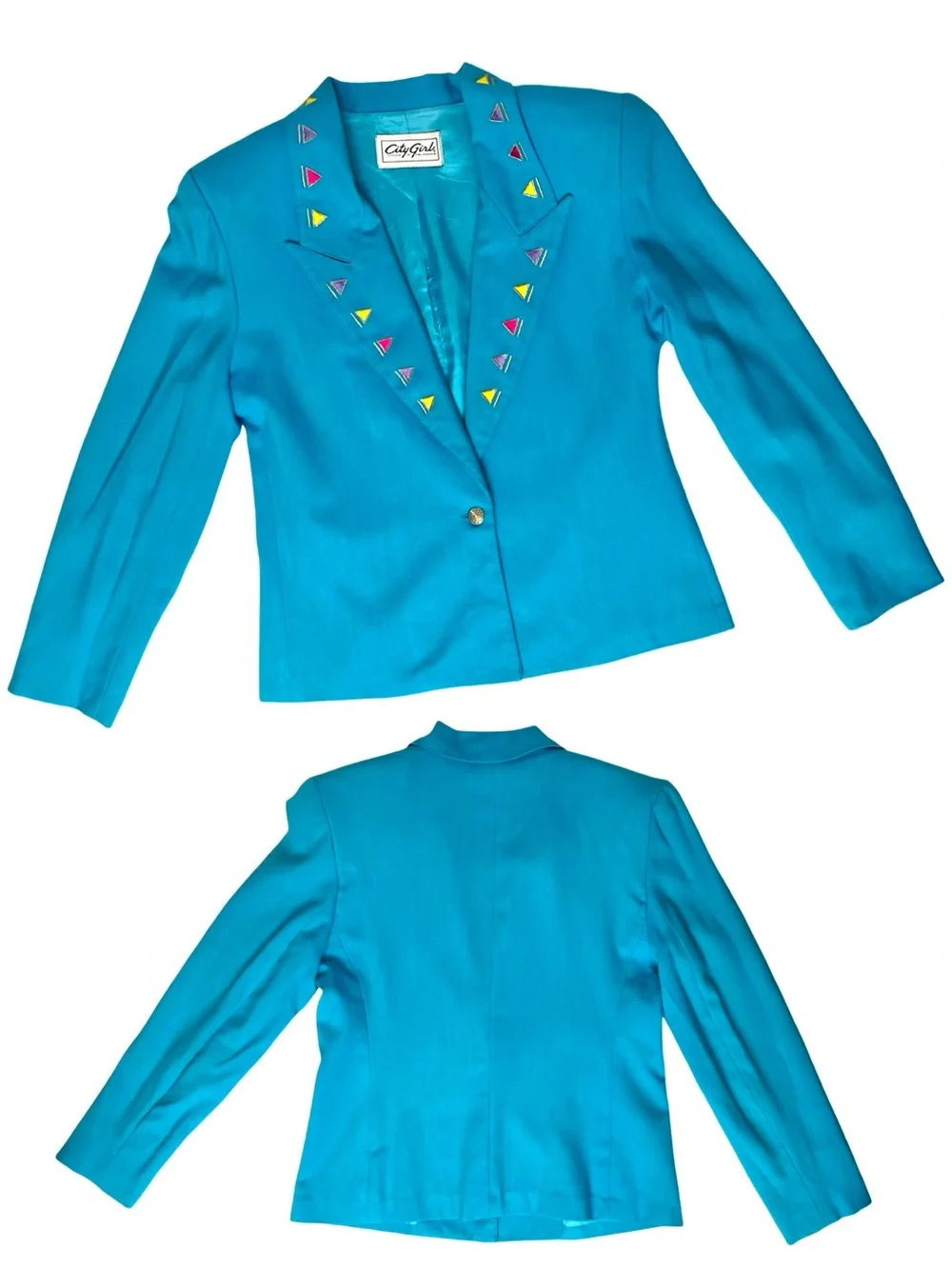 Vintage 80’s Women’s Turquoise Blazer by City Girl Los Angeles